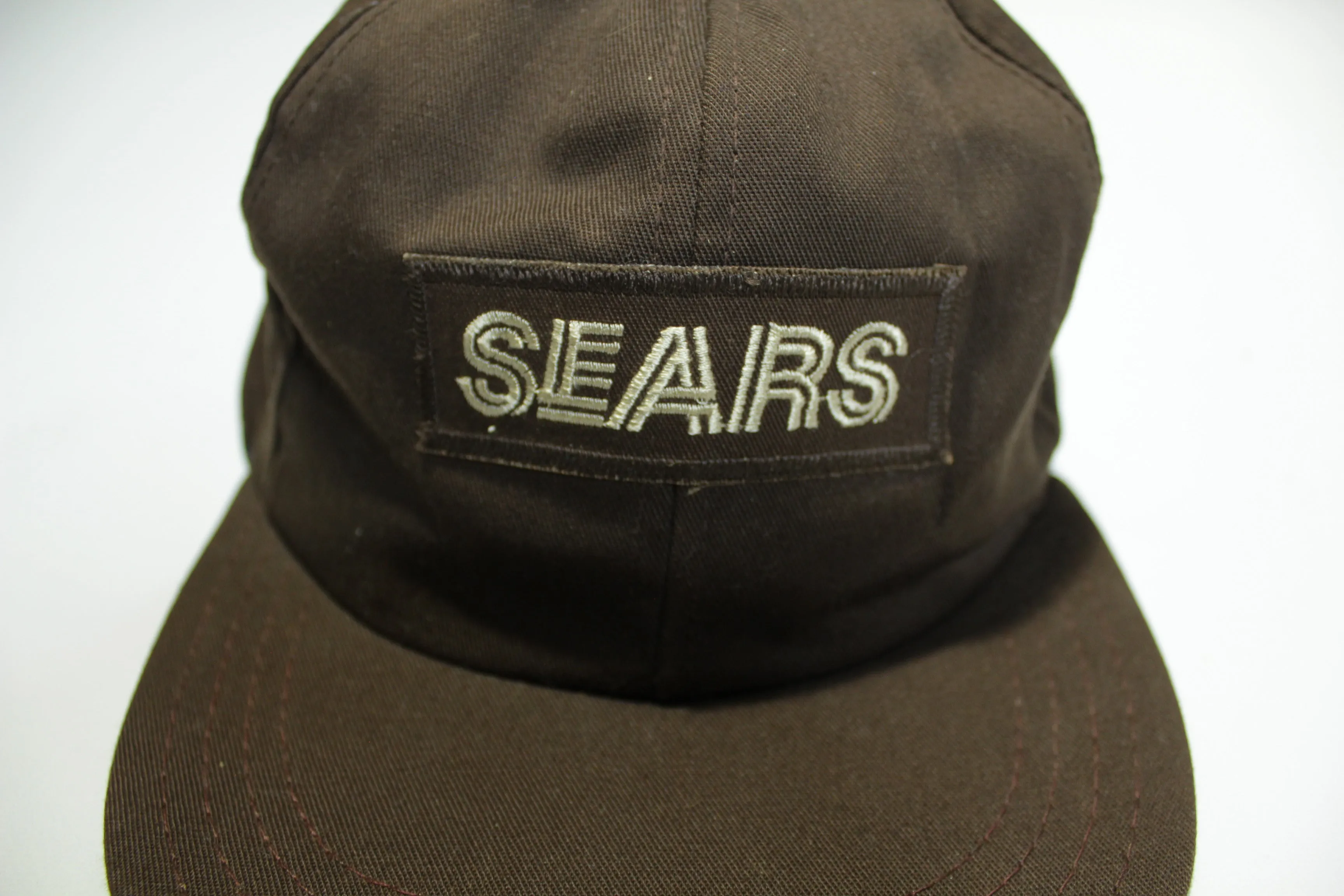 Sears Brown Patch Vintage 80s Adjustable Back Snapback Hat