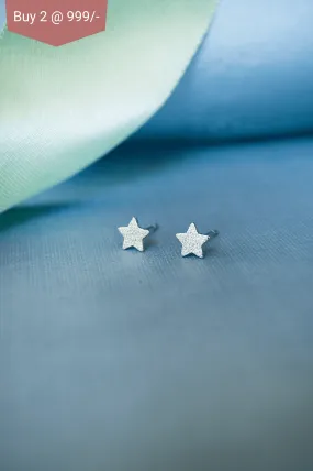 Shimmery Star Mini Sterling Silver Stud Earrings