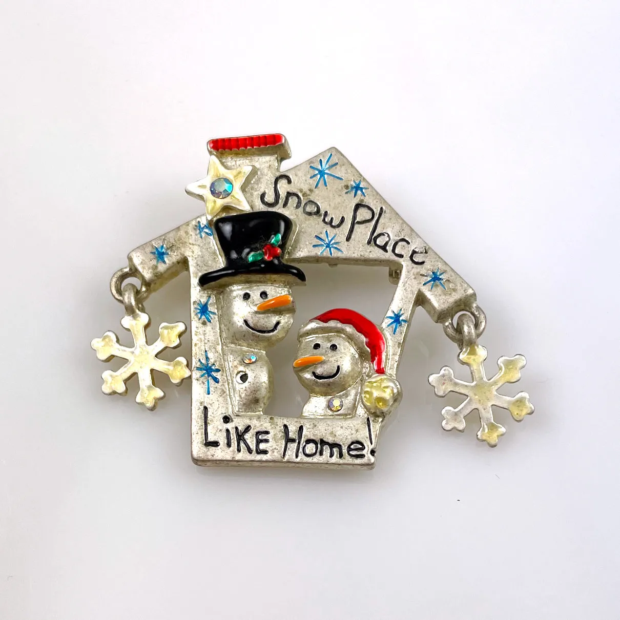 Snow Place Like Home Snowman Brooch by AJMC