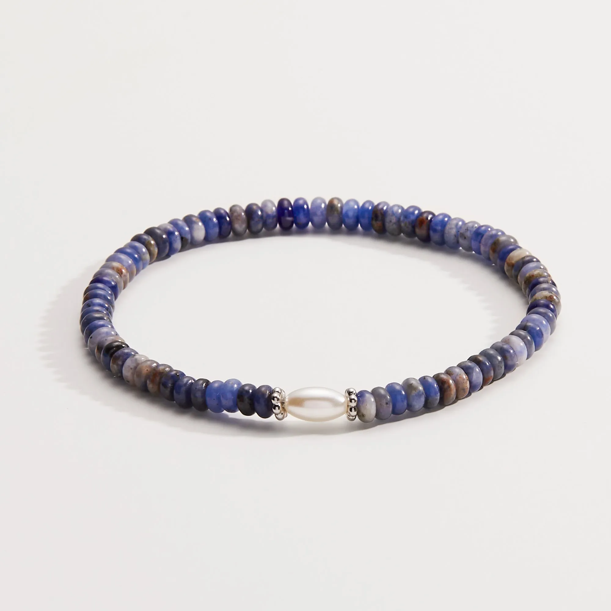 Sodalite and Pearl Stretch Bracelet