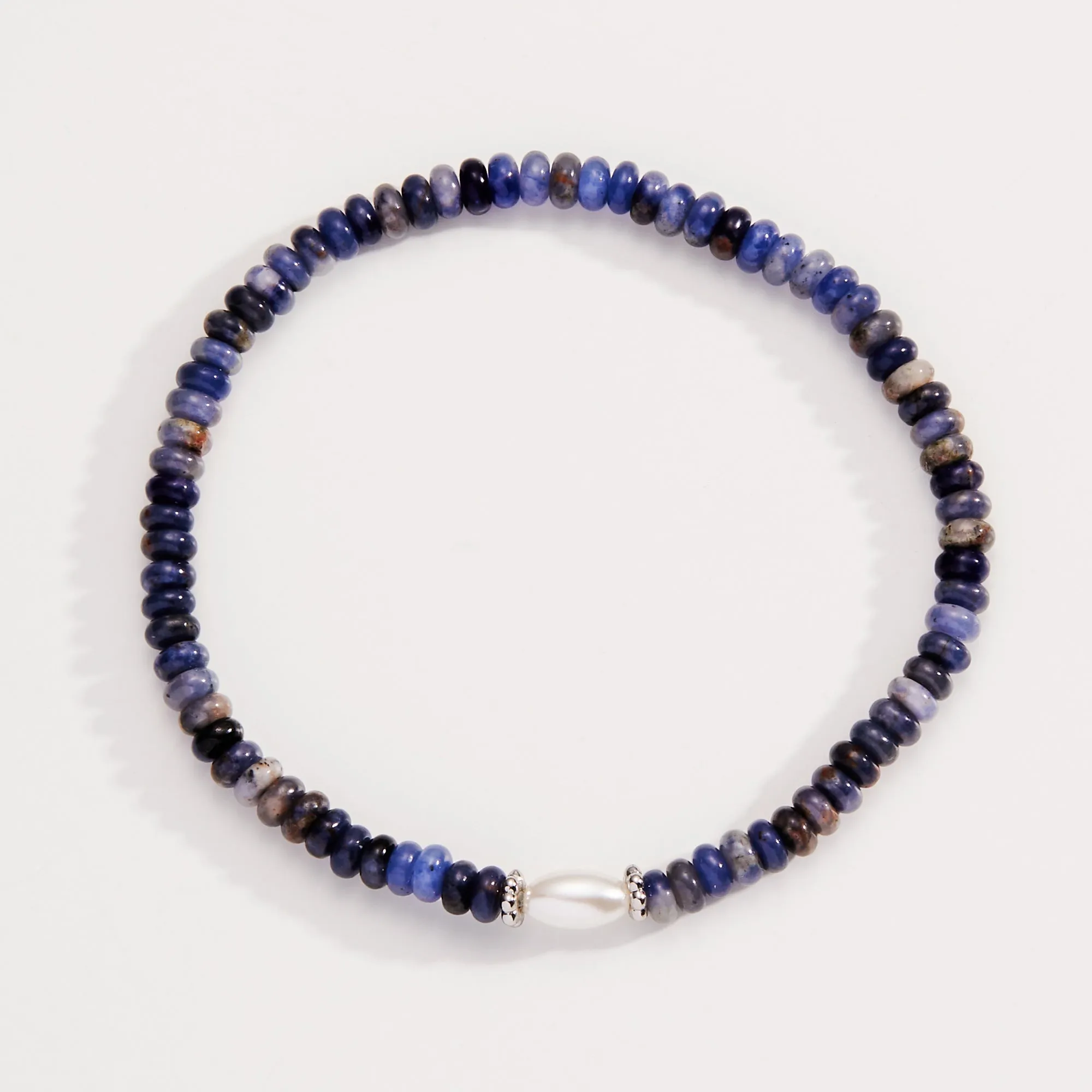 Sodalite and Pearl Stretch Bracelet