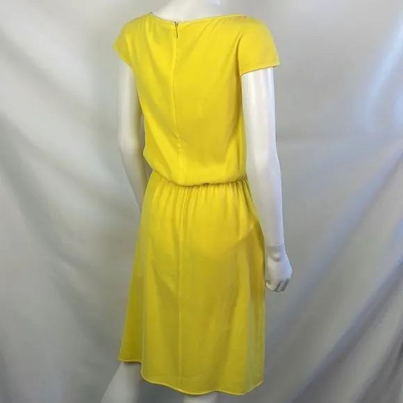 StJohn Yellow Drape Front Cap Sleeves Dress