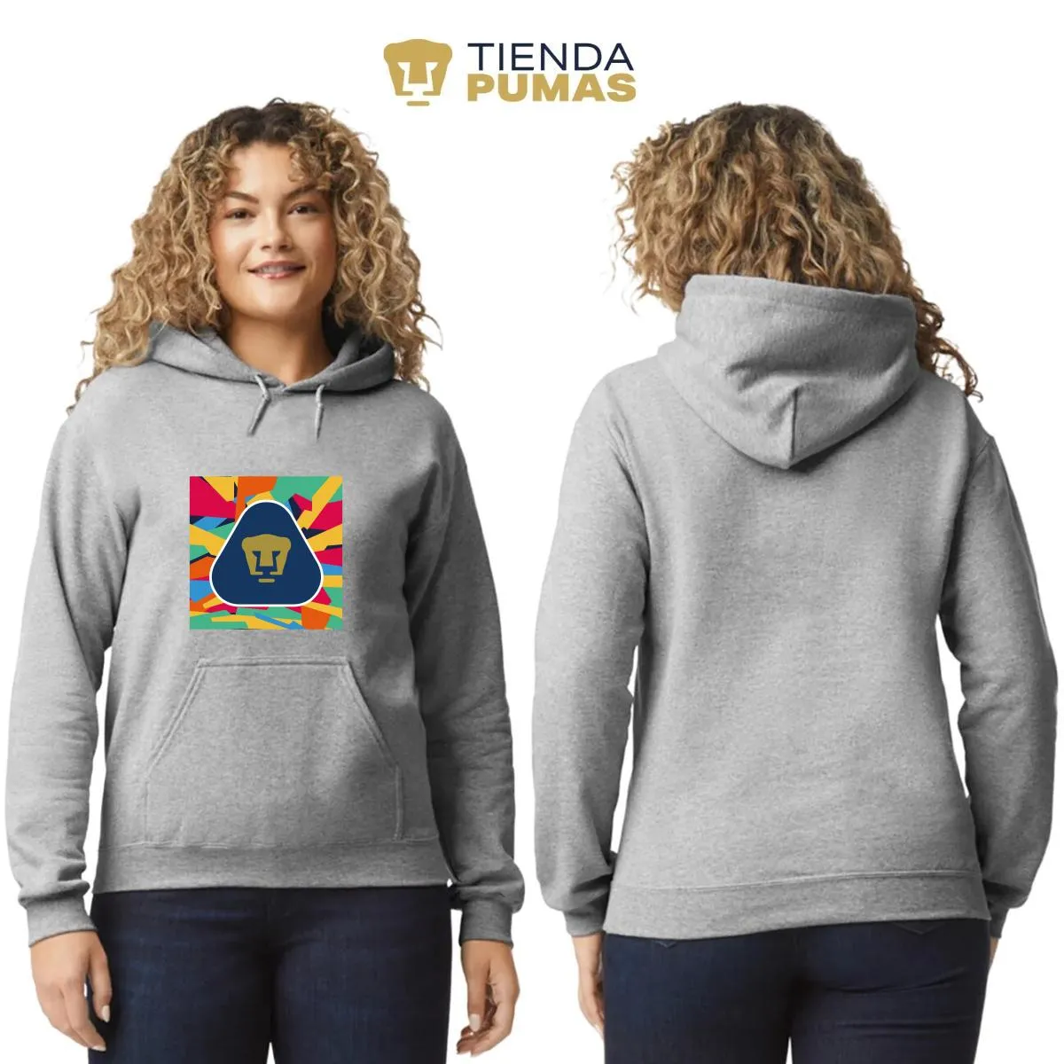 Sudadera Mujer Hoodie  Pumas UNAM Logo Multicolor