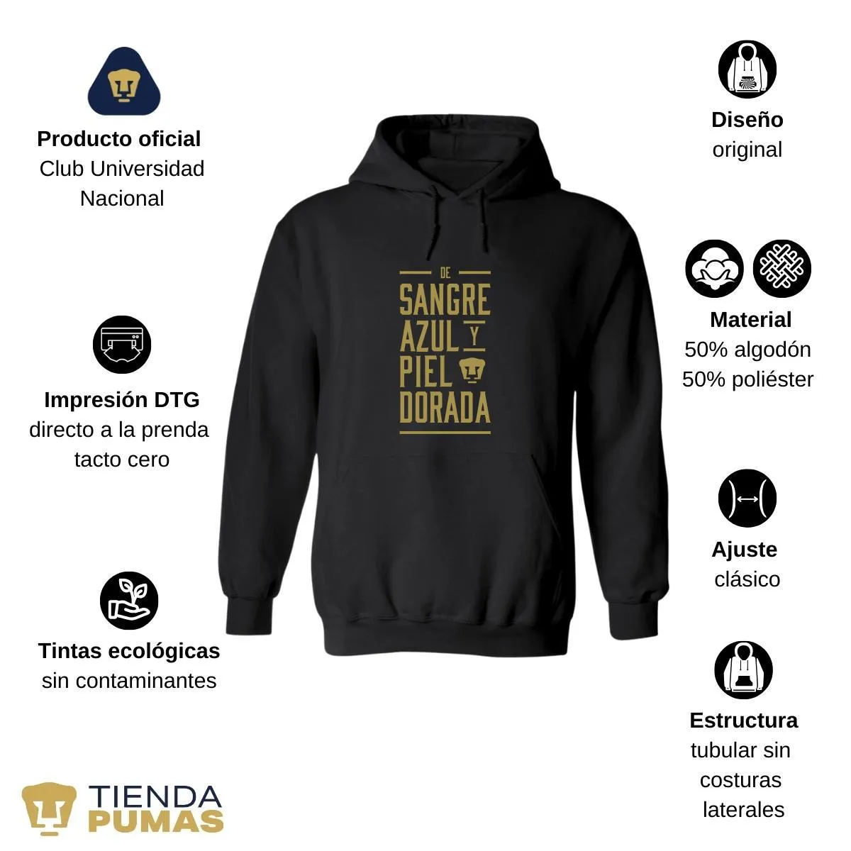 Sudadera para Mujer Hoodie Pumas UNAM De sangre azul