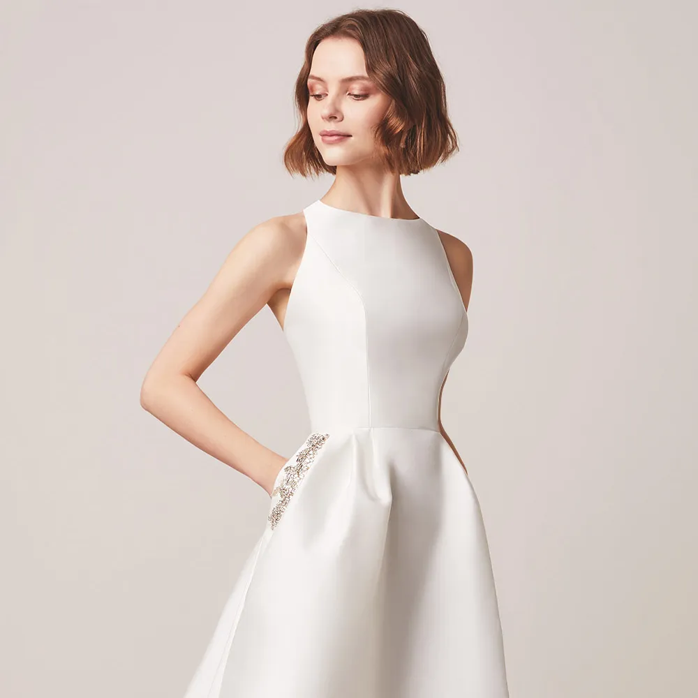 The Corinda Wedding Bridal Satin Sleeveless Gown