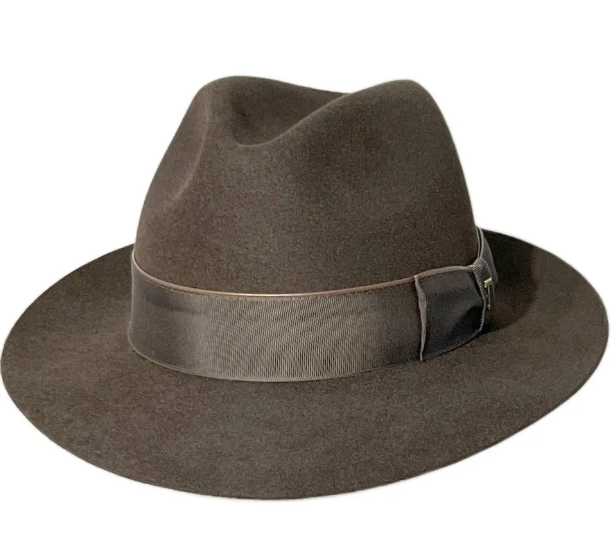 Tonak Velour finish fur felt Chocolate Fedora hat