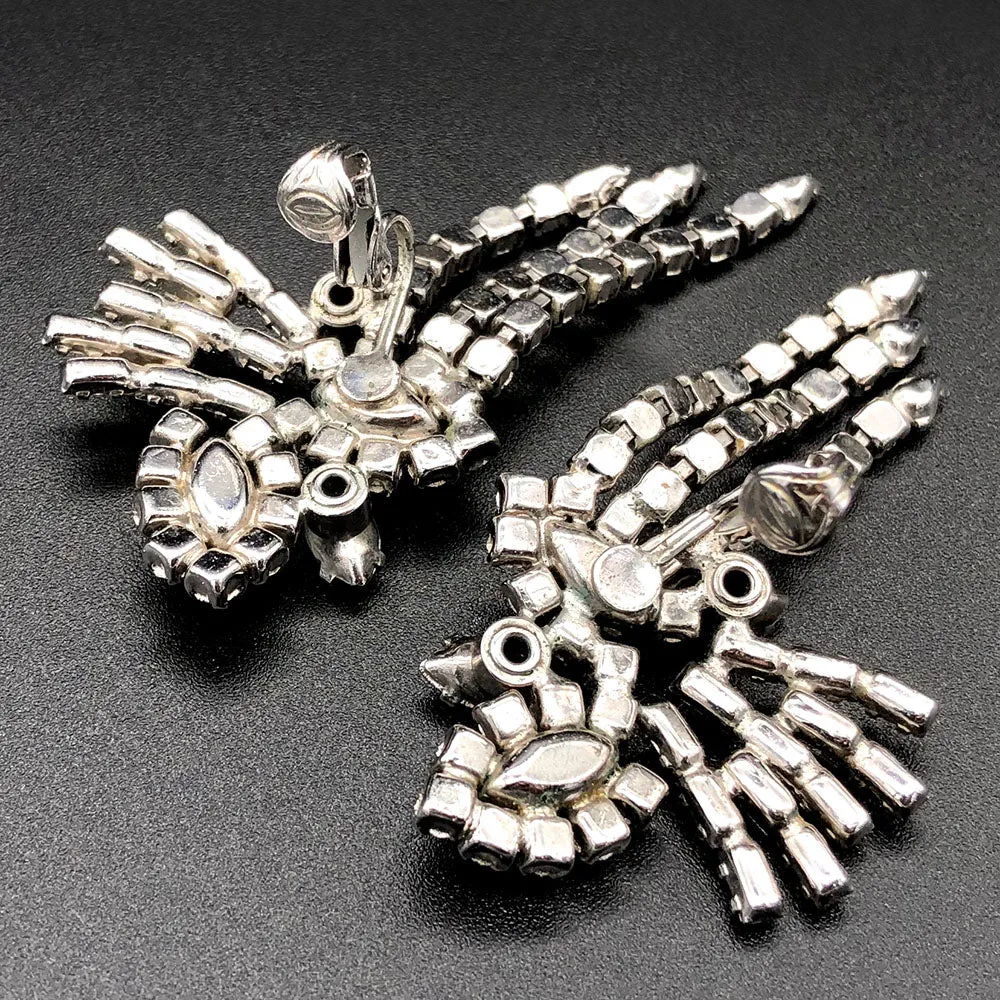 【USA輸入】ヴィンテージ クリア ラインストーン イヤリング/Vintage Clear Rhinestones Clip On Earrings