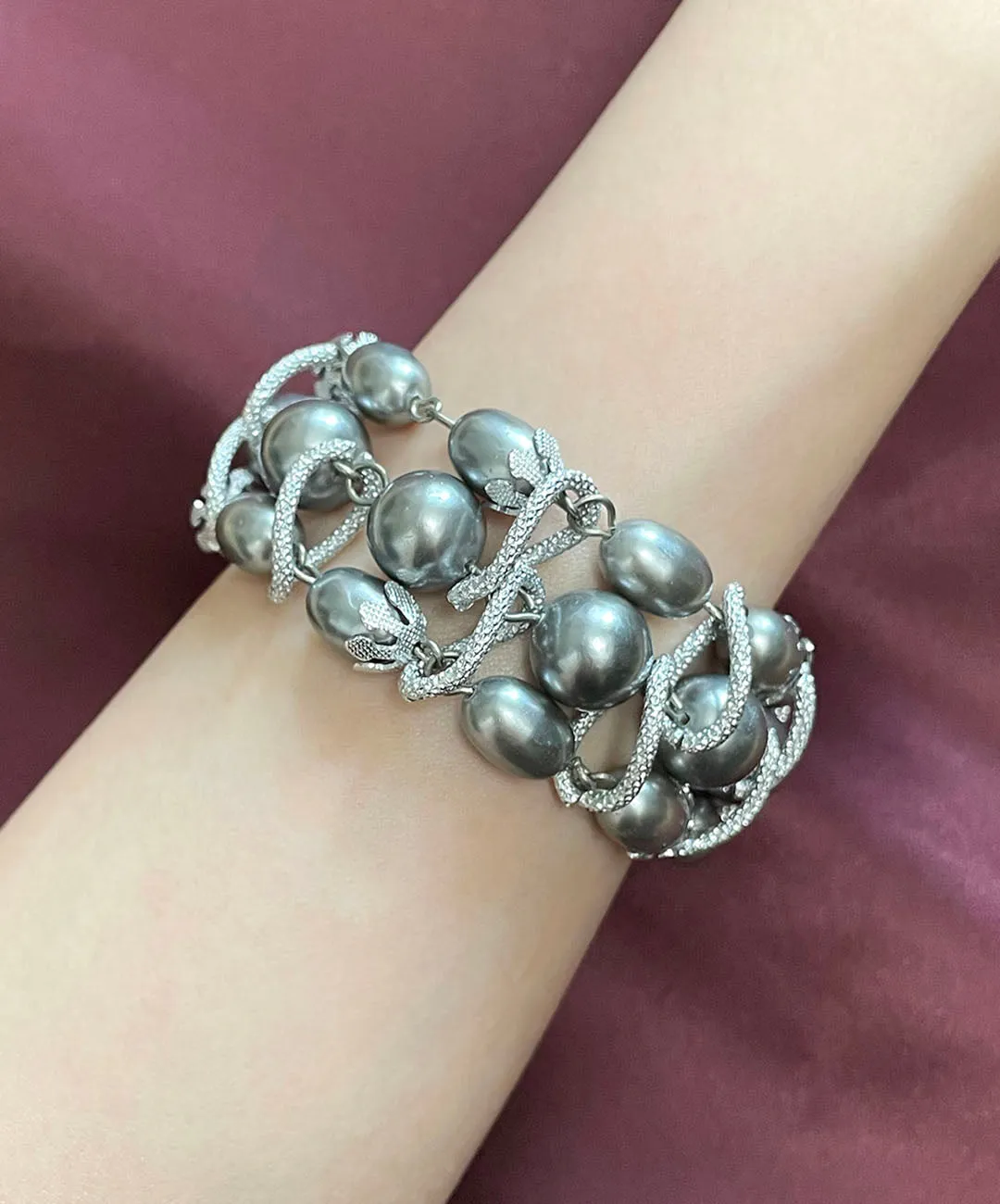 【USA輸入】ヴィンテージ グレーパール ブレスレット/Vintage Gray Pearl bracelet