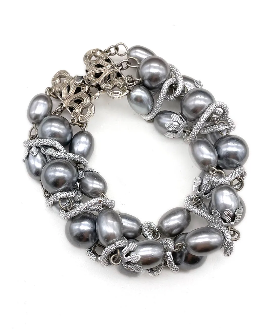 【USA輸入】ヴィンテージ グレーパール ブレスレット/Vintage Gray Pearl bracelet