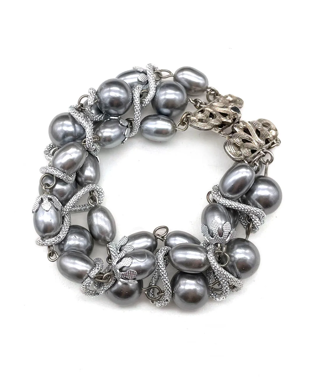 【USA輸入】ヴィンテージ グレーパール ブレスレット/Vintage Gray Pearl bracelet