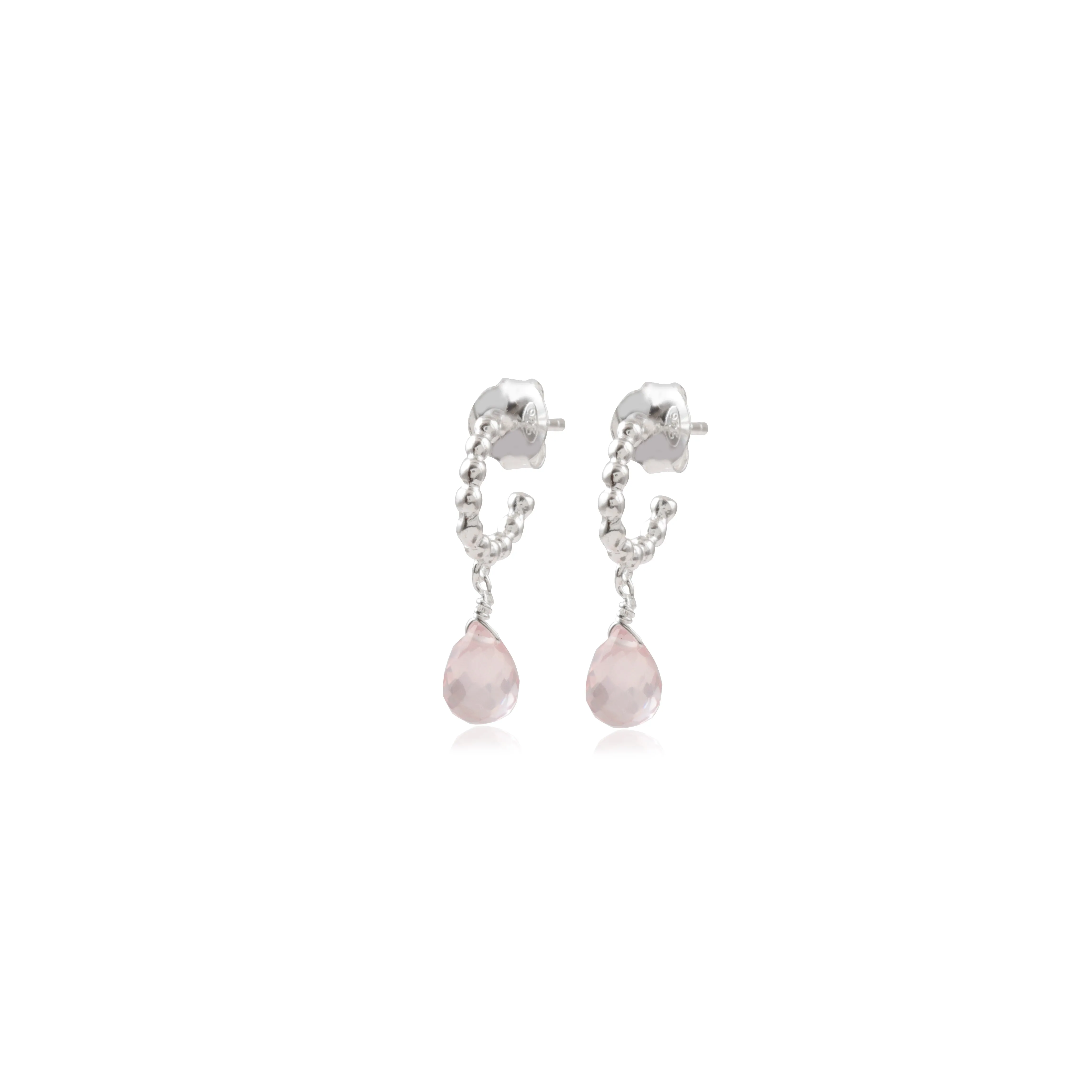 Vama | Gloria earrings | Metal-Sterling Silver | Stone-Rose Quartz | Finish-Shiny