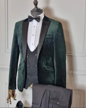 Velvet Tux Jacket - Bottle Green