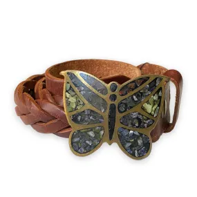 Vintage Butterfly Buckle Braided Belt 30 inches