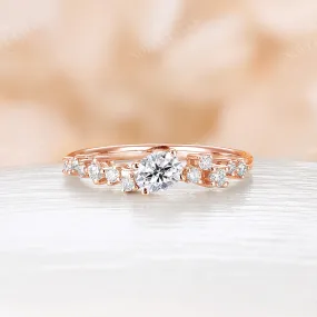 Vintage Oval Shape Moissanite Cluster Engagement Ring Rose Gold