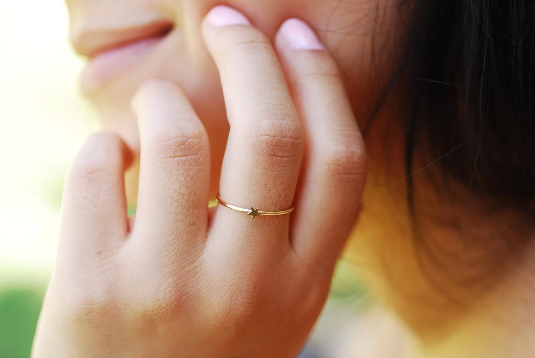 Wholesale Star Stacking Ring 14k Gold Filled minimalist simple everyday thin knuckle ring, midi ring, Celestial Ring, Tiny Star, Gold Filled Ring [13]