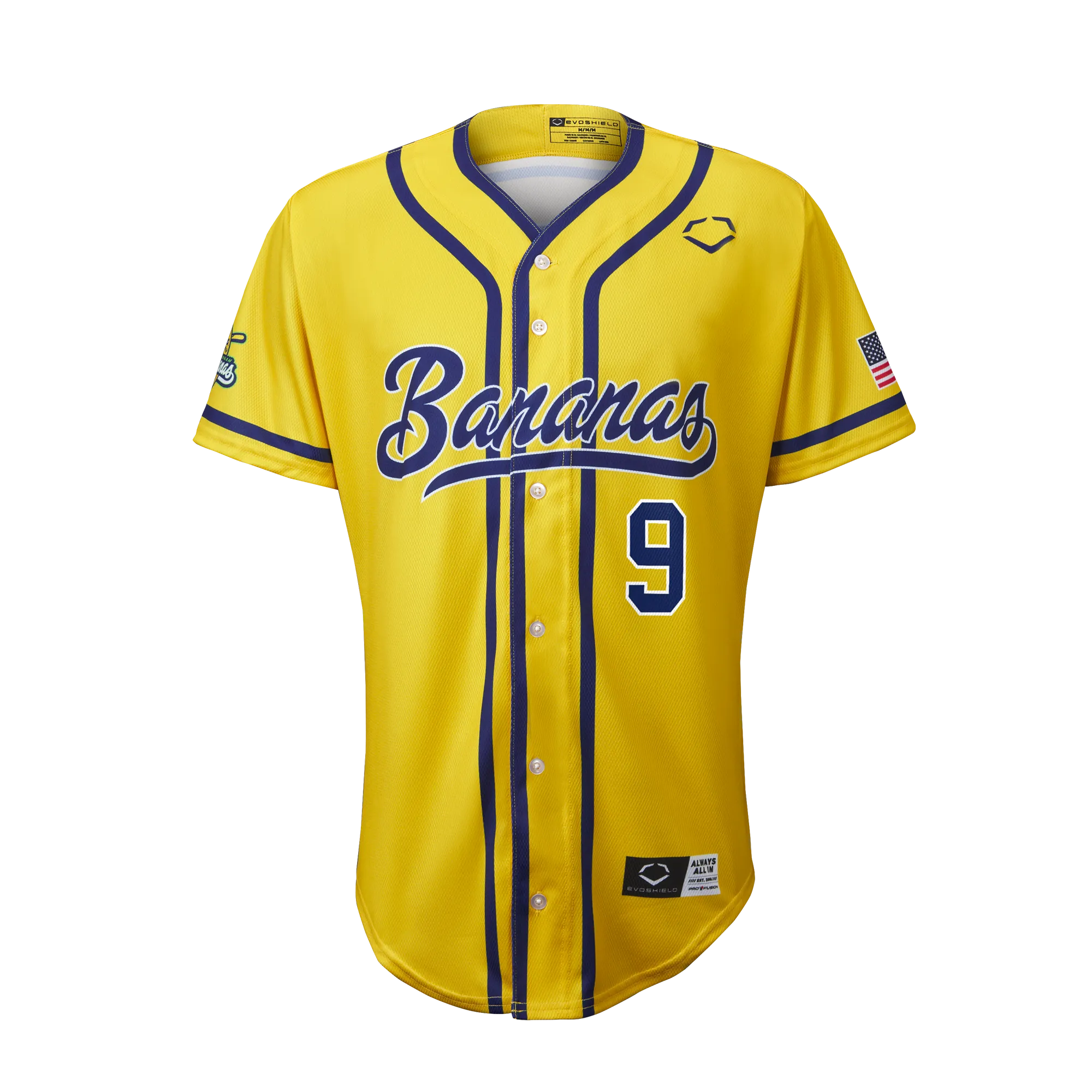 YOUTH Bananas Noah Bridges #9 EvoShield Jersey - Yellow